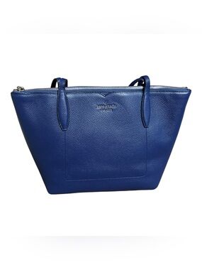 kate spade Blue Pebbled Leather Tote with Top Zip NWOT